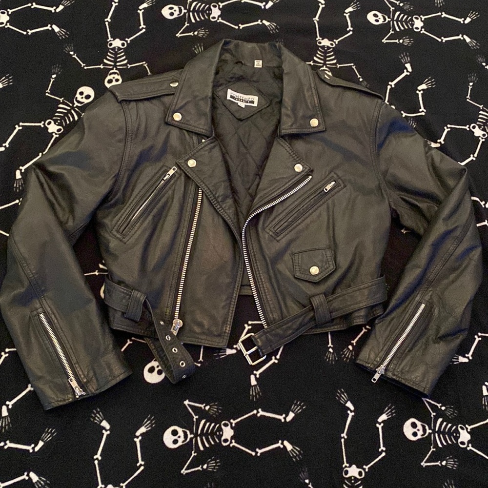 Vintage Genuine leather cropped biker jacket from Contempo Casual’s